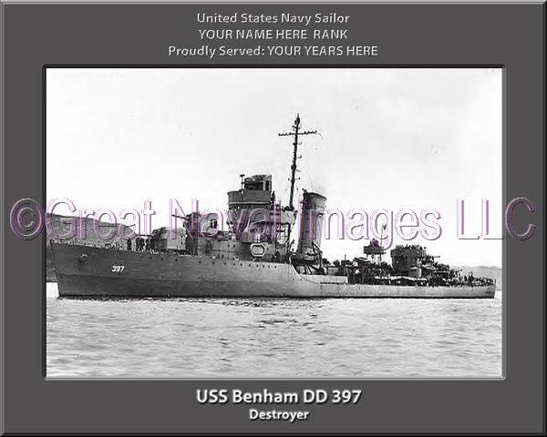 USS Benham DD 397 : Personalized Navy Ship Photo ⋆ Great Naval Images LLC.