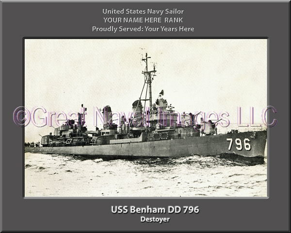 USS Benham DD 796 Personalized ship Photo