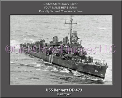 USS Bennett DD 473 Personalized ship Photo