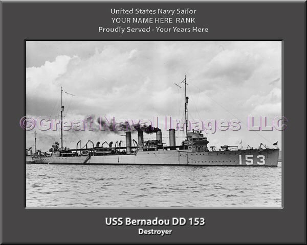 USS Bernadou DD 153 Personalized ship Photo