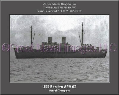 USS Berrien APA 62 Personalized Navy Ship Photo