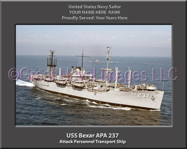 USS Bexar APA 237 Personalized Ship Photo on Canvas