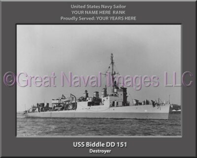 USS Biddle DD 151 Personalized ship Photo