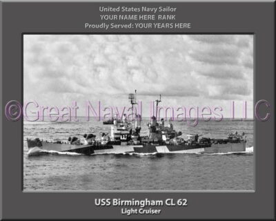 USS Birmingham CL 62 Personalized Navy Ship Photo Printed on Canvas