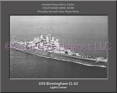 USS Birmingham CL 62 Personalized Navy Ship Photo Printed on Canvas
