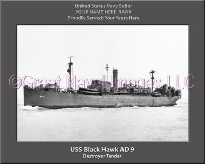 USS Black Hawk AD 9 Personalized ship Photo
