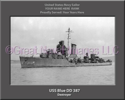 USS Blue DD 387 Personalized ship Photo