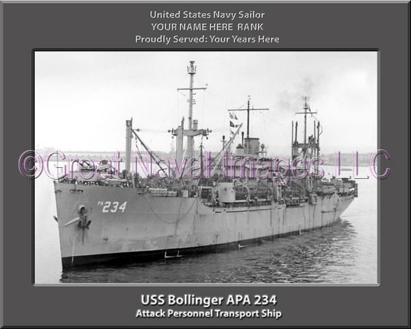 USS Bollinger APA 234 Personalized Ship Photo on Canvas