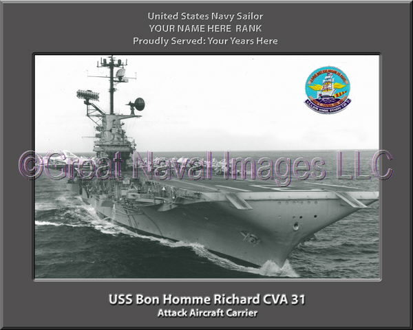 USS Bon Homme Richard CVA 31 Personalized Photo on Canvas