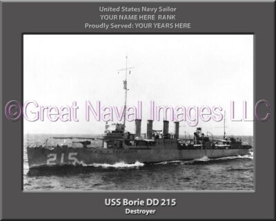 USS Borie DD 215 Personalized Navy Ship Photo