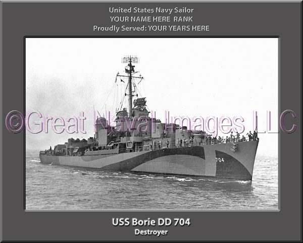 USS Borie DD 704 Personalized ship Photo