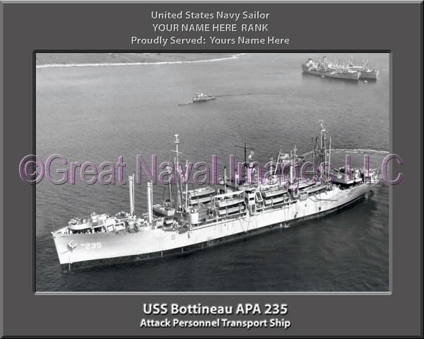 USS Bottineau ASP 235 Personalized Ship Photo on Canvas