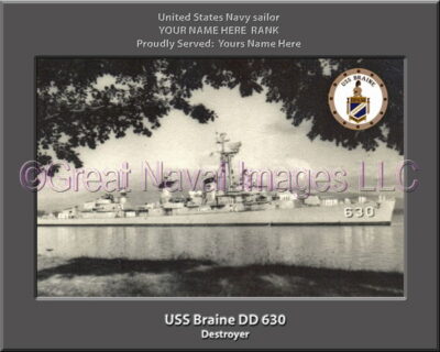 USS Braine DD 630 Personalized ship Photo