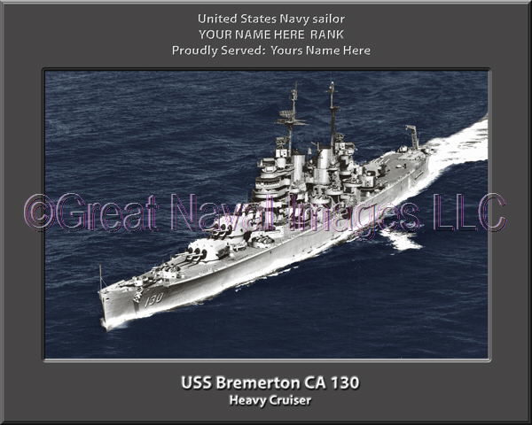 USS Bremerton CA 130 Personalized Navy Ship Photo Printed on Canvas