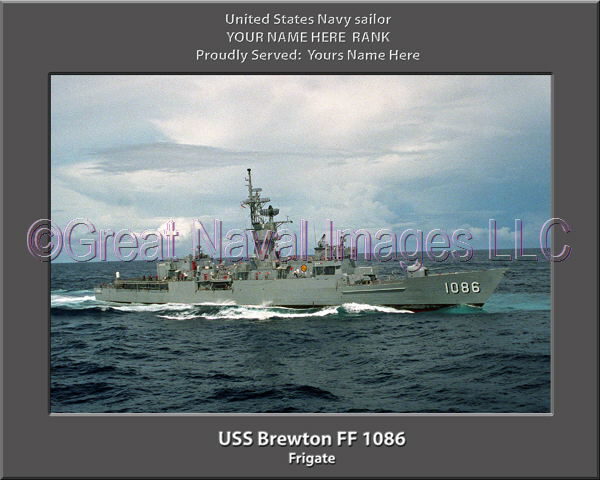 USS Brewton FF 1086 Personalized Ship Photo on Canvas