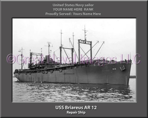 USS Briareus AR 12 Personalized ship Photo