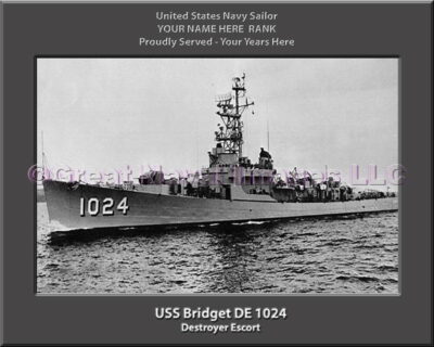 USS Bridget DE 1024 Personalized ship Photo