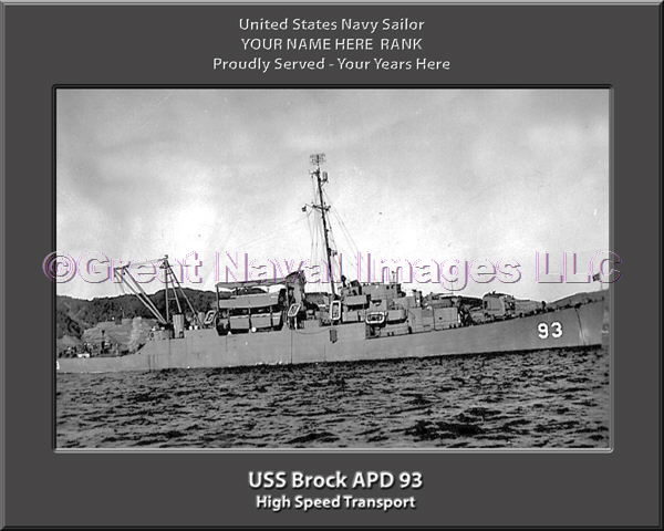 USS Brock APD 93 Personalized ship Photo