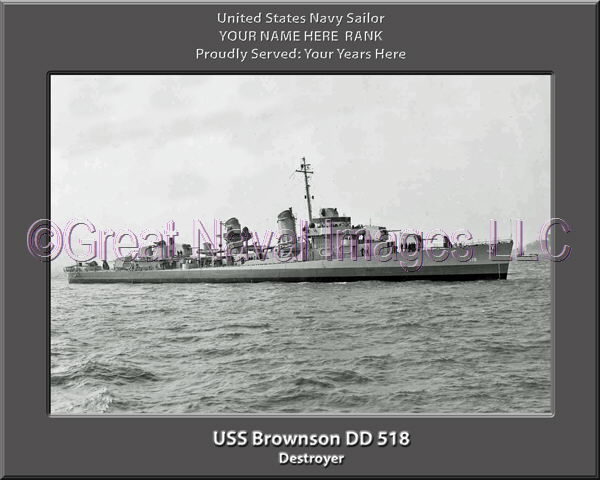 USS Brownson DD 518 Personalized Navy Ship Photo