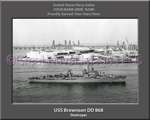 USS Brownson DD 868 Personalized ship Photo