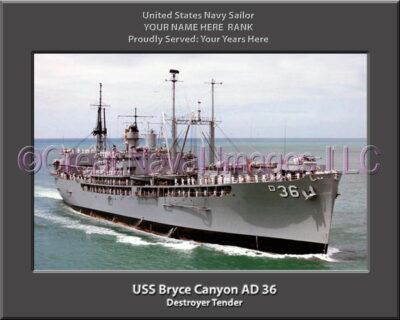 USS Bryce Canyon AD 36 Personalized Navy Ship Photo