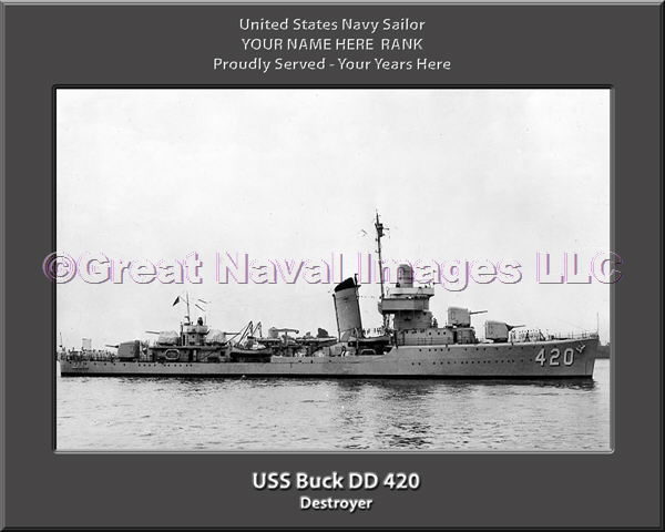 USS Buck DD 420 Personalized ship Photo