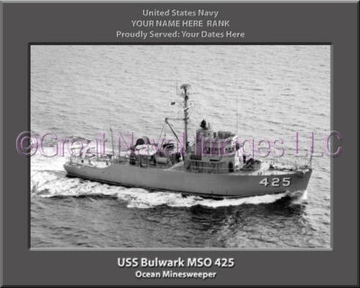 USS Bu Personalized anlwark MSO 425d Printed on Canvas