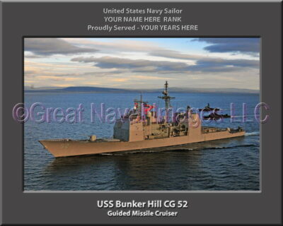USS Bunker Hill CG 52 Personalized Navy Ship Photo Printed on Canvas