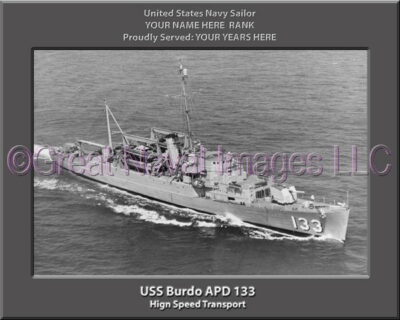 USS Burdo APD 133 Personalized ship Photo