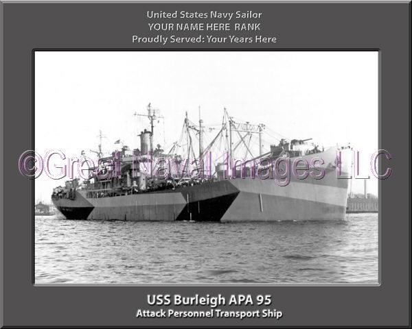 USS Burleigh APA 95 Personalized Ship Photo on Canvas