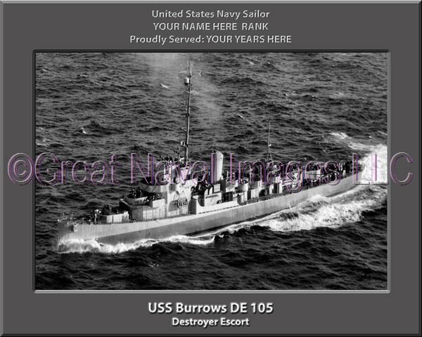 USS Burrows DE 105 Personalized Navy Ship Photo