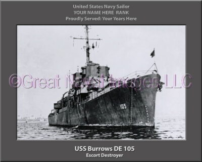 USS Burrows DE 105 Personalized ship Photo