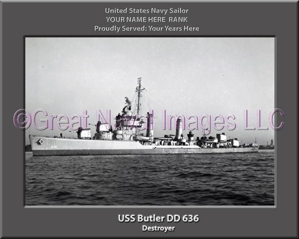 USS Butler DD 636 Personalized ship Photo