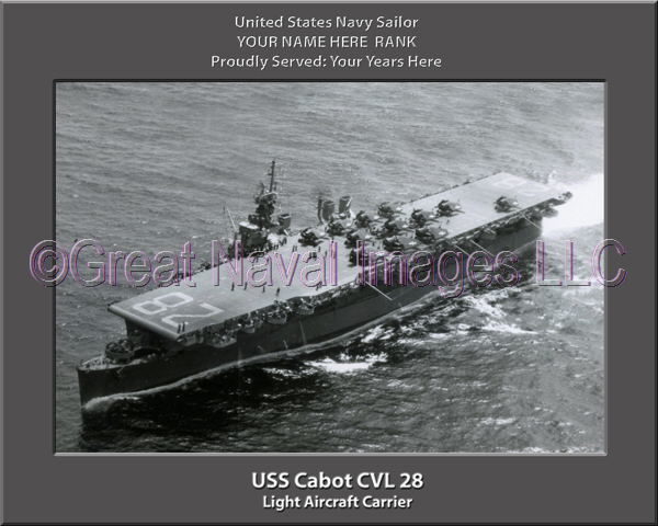 USS Cabot CVL 28 Personalized Photo on Canvas