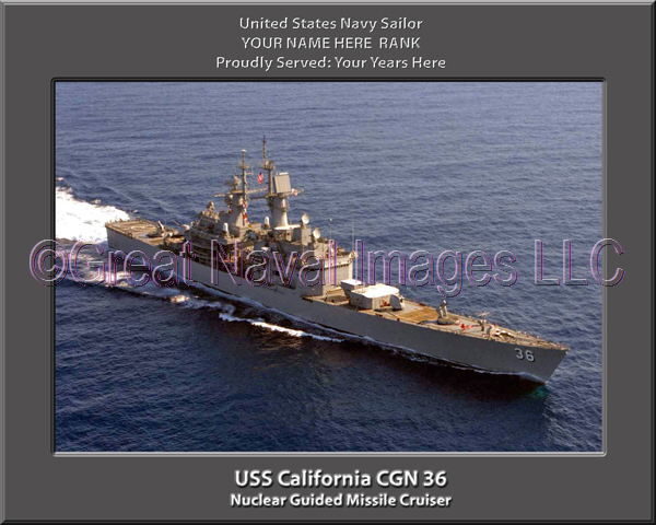 USS California CGN 36 Personalized Navy Ship Photo Printed on Canvas