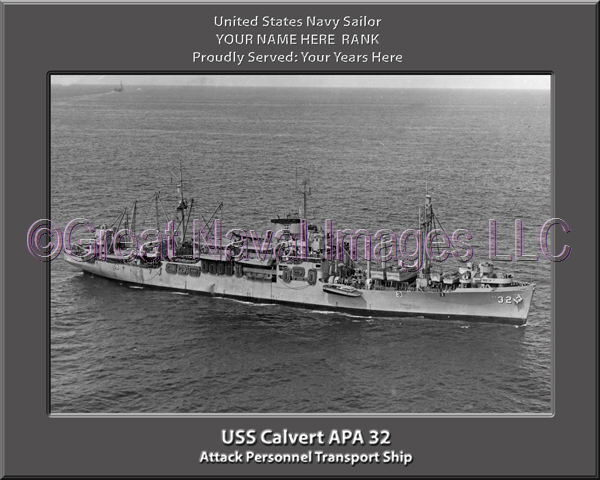USS Calvert APA 32 Personalized Ship Photo on Canvas