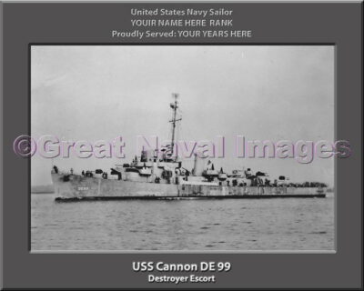 USS Cannon DE 99 Personalized ship Photo