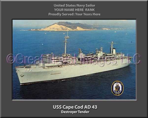 USS Cape Cod AD 43 Personalized ship Photo