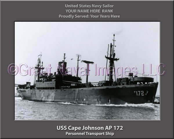 USS Cape Johnson AP 172 Personalized Ship Photo on Canvas