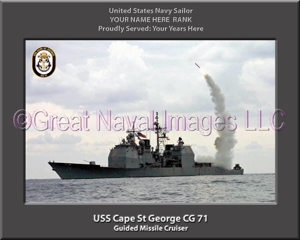 USS Cape St George CG 71 Personalized Navy Ship Photo Printed on Canvas