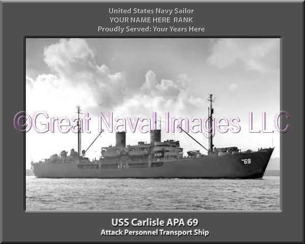 USS Carlisle APA 69 Personalized Ship Photo on Canvas