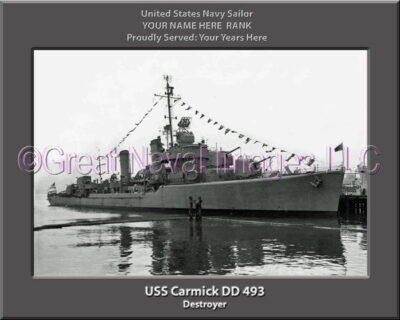 USS Carmick DD 493 Personalized ship Photo