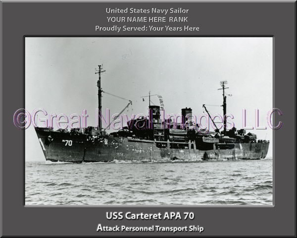 USS Carteret APA 70 Personalized Ship Photo