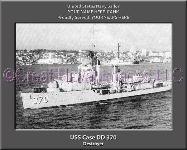 USS Case DD 370 Personalized Navy Ship Photo