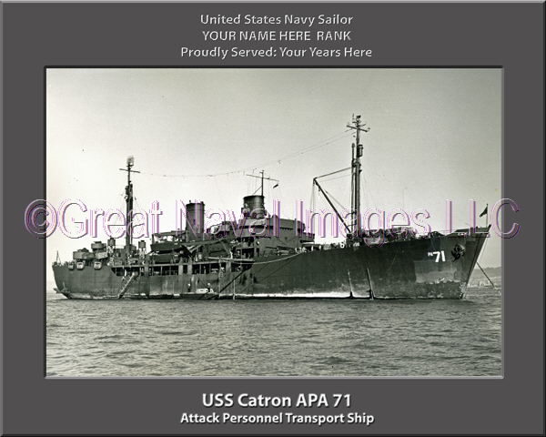 USS Catron APA 71 Personalized Ship Photo on Canvas