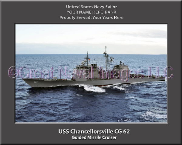 USS Chancellorsville CG 62 Personalized Navy Ship Photo Printed on Canvas