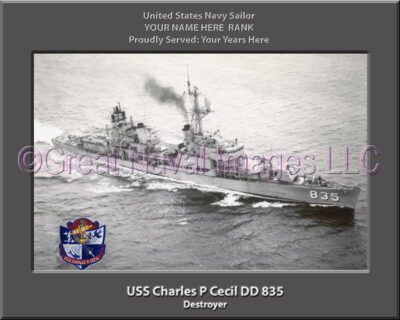 USS Charles P Cecil DD 835 Personalized ship Photo