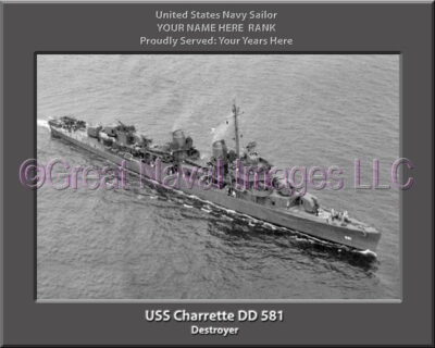 USS Charrette DD 581 Personalized ship Photo