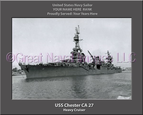 USS Chester CA 27 Personalized Navy Ship Photo Printed on Canvas