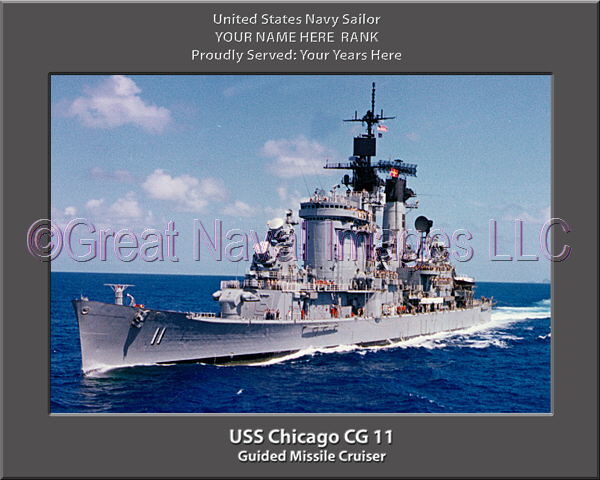 USS Chicago CG 11 Personalized Navy Ship Photo Printed on Canvas